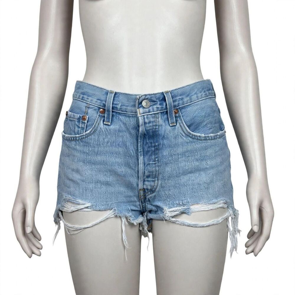 Levi's Premium 501 Original Cut Off Shorts Distressed Light Wash Women's W29